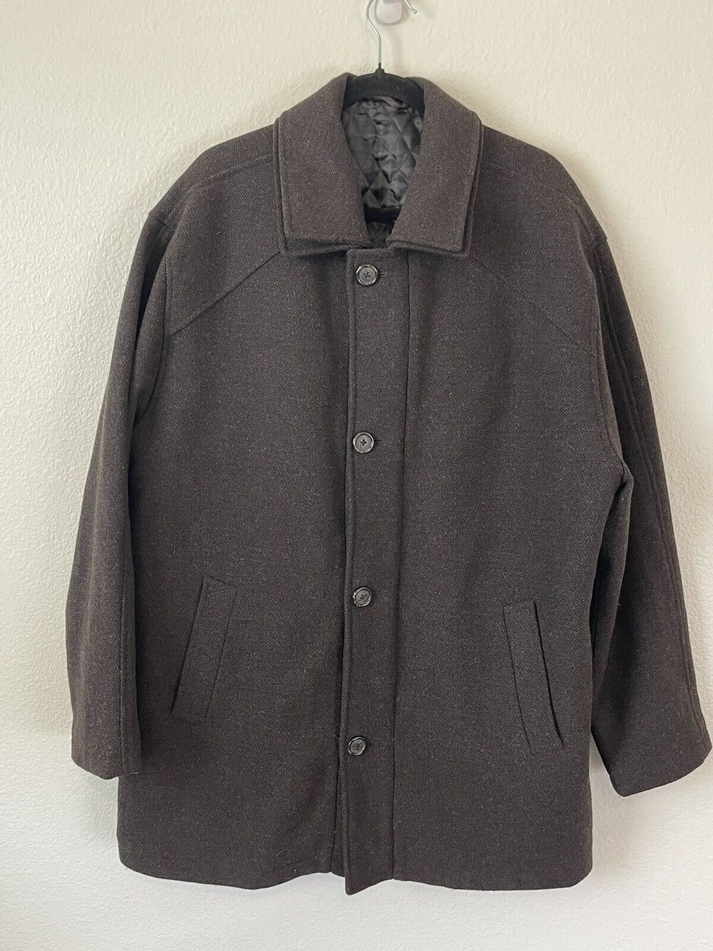 JF J. Ferrar MODERN FIT Brown Wool Blend Coat Mens L